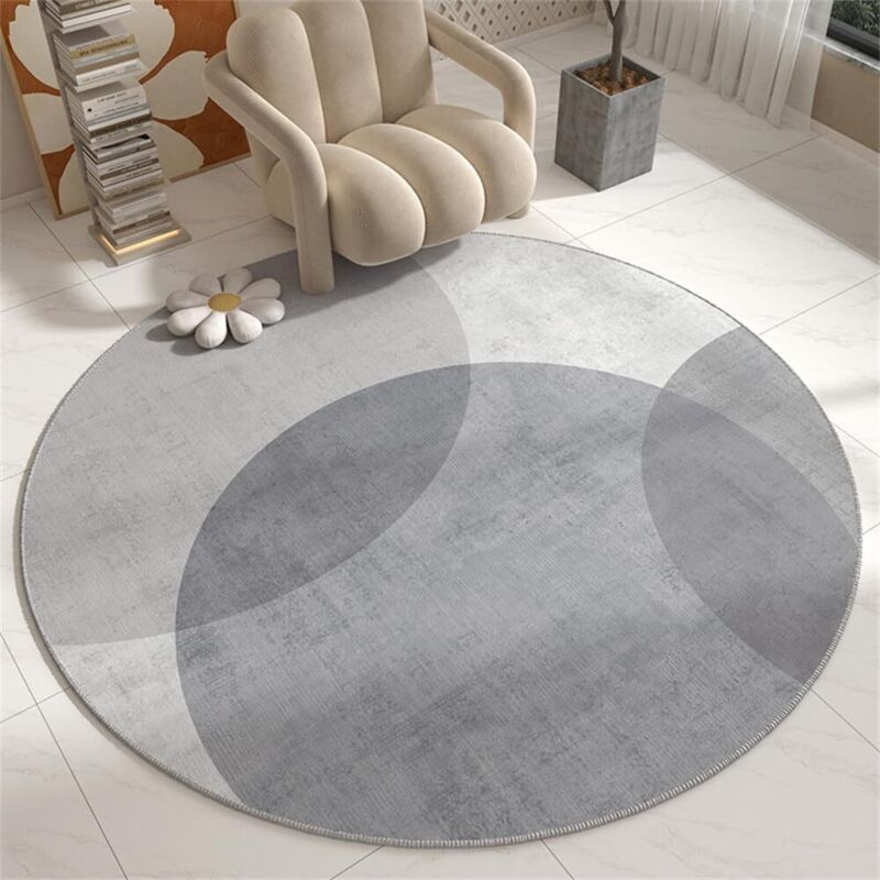 Tapis de chaise de bureau rond pour jeux vidéo, protection de sol minimaliste pour parquets et carrelages, envers antidérapant, lavable (gris, 60 cm) Tapis de chaise de bureau rond pour jeux vidéo, protection de sol minimaliste pour parquets et carrelages, envers antidérapant, lavable (gris, 60 cm)