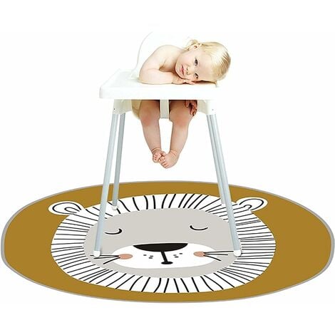 Tapis de chaise haute - 140 cm - Imperméable - Pour protéger le sol de la chaise haute - Antidérapant - Multi-usage - Rond - Pour les bébés, les tout-petits, les enfants - Peinture artistique (Lion)