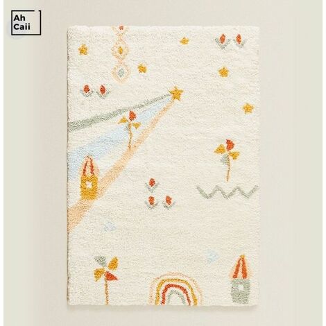Tapis de chambre à coucher de dessin animé pour enfants, tapis de sol pour salon, décoration de chambre moderne, tapis en peluche,white,80X160cm