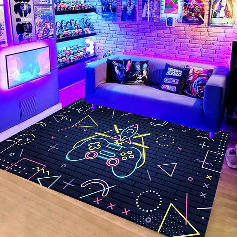 Kcvv - Tapis de Chambre Moderne Gamer Contrôleur 3D Adolescent Garçon Tapis de Salon Antidérapant Graffiti Console de Jeu Décor 80 x 120 cm-Ensembles