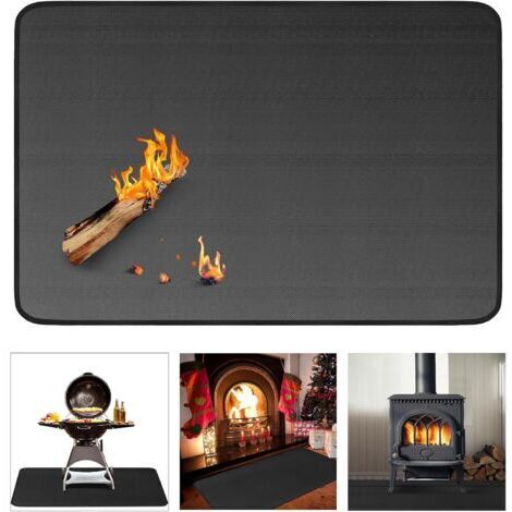 Tapis de cheminée, tapis de cheminée ignifuge d'intérieur, 152 x 100 cm Tapis de foyer pour barbecues extérieurs, poêles à bois