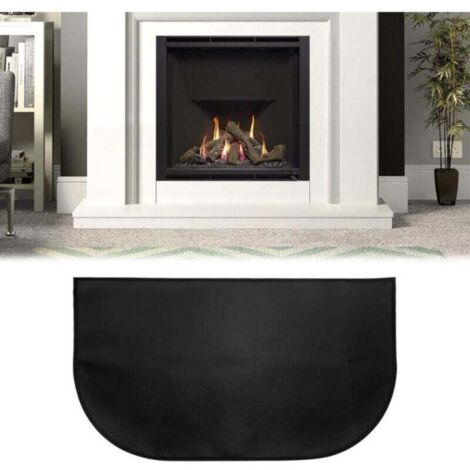 Tapis de Cheminée, Tapis De Protection Anti Feu, Tapis Ignifuge Devant De Cheminee, Tapis Anti Feu Devant Cheminee, Demi-Rond pour Cheminée, Poêle, Barbecue, Noir (102x50)
