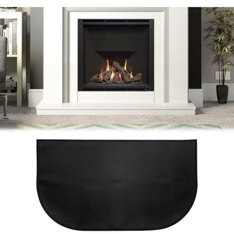 Tapis de Cheminée, Tapis De Protection Anti Feu, Tapis Ignifuge Devant De Cheminee, Tapis Anti Feu Devant Cheminee, Demi-Rond pour Cheminée, Poêle, Barbecue, Noir (102x50)