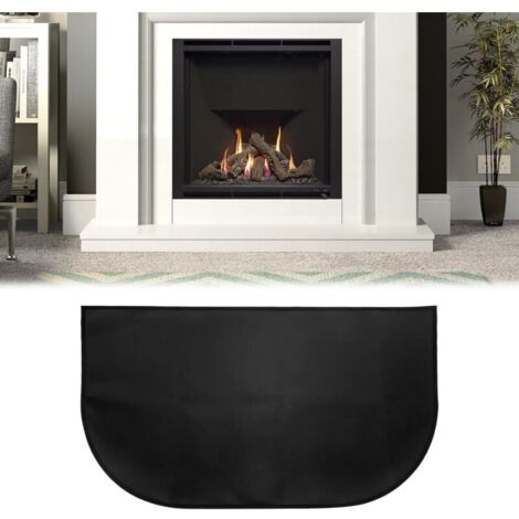 Tapis de Cheminée, Tapis De Protection Anti Feu, Tapis Ignifuge Devant De Cheminee, Tapis Anti Feu Devant Cheminee, Demi-Rond pour Cheminée, Poêle, Barbecue, Noir (102x50)