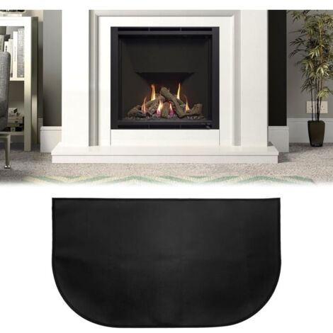 Tapis de Cheminée, Tapis De Protection Anti Feu, Tapis Ignifuge Devant De Cheminee, Tapis Anti Feu Devant Cheminee, Demi-Rond pour Cheminée, Poêle, Barbecue, Noir (102x50)