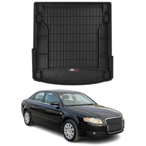 Tapis de Coffre 3D TPE Premium Compatible avec Audi A4 B7 Berline 2005-2008 - Bac de Protection de Coffre Intérieur antidérapant Revêtement de Coffre Bords Hauts pour Voiture Noir