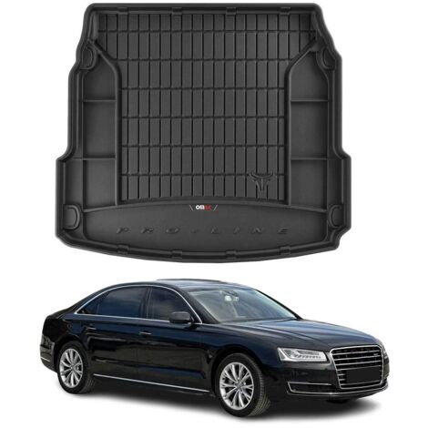 Tapis de Coffre 3D TPE Premium Compatible avec Audi A8 D4 Berline 2009-2017 - Bac de Protection de Coffre Intérieur antidérapant Revêtement de Coffre Bords Hauts pour Voiture Noir