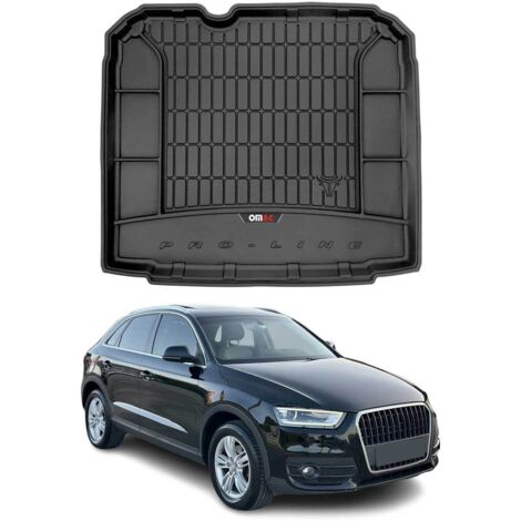 Tapis de Coffre 3D TPE Premium Compatible avec Audi Q3 2011-2018  Bac de Protection de Coffre Intérieur antidérapant Revêtement de Coffre Bords Hauts pour Voiture Noir