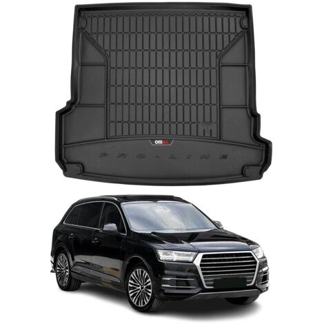 Tapis de Coffre 3D TPE Premium Compatible avec Audi Q7 II 2015-2019  Bac de Protection de Coffre Intérieur antidérapant Revêtement de Coffre Bords Hauts pour Voiture Noir