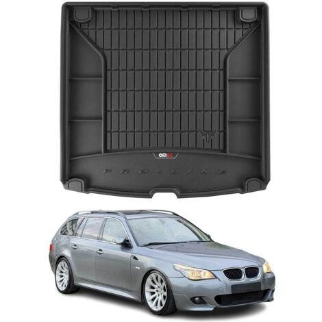 Tapis de Coffre 3D TPE Premium Compatible avec BMW Série 5 E61 Touring 2004-2010 - Bac de Protection de Coffre Intérieur antidérapant Revêtement de Coffre Bords Hauts pour Voiture Noir