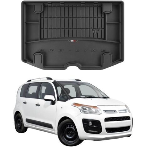 Tapis de Coffre 3D TPE Premium Compatible avec Citroen C3 Picasso 2009-2017  Bac de Protection de Coffre Intérieur antidérapant Revêtement de Coffre Bords Hauts pour Voiture Noir