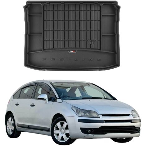 Tapis de Coffre 3D TPE Premium Compatible avec Citroen C4 2004-2010  Bac de Protection de Coffre Intérieur antidérapant Revêtement de Coffre Bords Hauts pour Voiture Noir