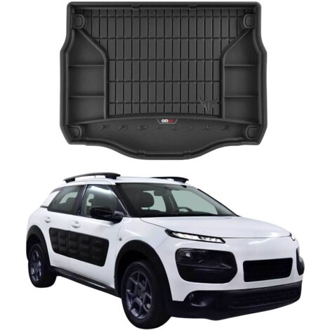 Tapis de Coffre 3D TPE Premium Compatible avec Citroen C4 Cactus 2014-2018 - Bac de Protection de Coffre Intérieur antidérapant Revêtement de Coffre Bords Hauts pour Voiture Noir