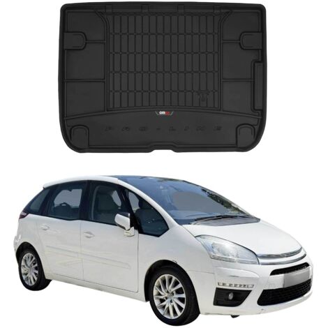 Tapis de Coffre 3D TPE Premium Compatible avec Citroen C4 Picasso 2006-2013  Bac de Protection de Coffre Intérieur antidérapant Revêtement de Coffre Bords Hauts pour Voiture Noir