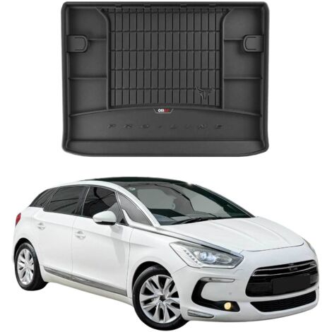 Tapis de Coffre 3D TPE Premium Compatible avec Citroen DS5 HTB 2011-2015 - Bac de Protection de Coffre Intérieur antidérapant Revêtement de Coffre Bords Hauts pour Voiture Noir