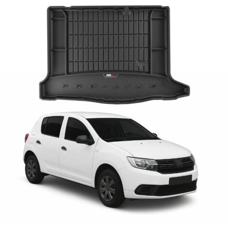 Tapis de Coffre 3D TPE Premium Compatible avec Dacia Sandero II 2012-2020 - Bac de Protection de Coffre Intérieur antidérapant Revêtement de Coffre Bords Hauts pour Voiture Noir