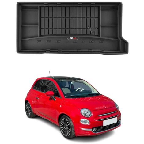 Tapis de Coffre 3D TPE Premium Compatible avec Fiat 500 2007-2023, Bac de Protection de Coffre Intérieur antidérapant Revêtement de Coffre Bords Hauts pour Voiture Noir