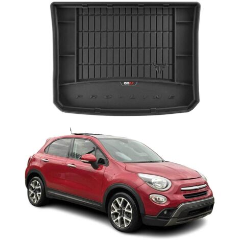 Tapis de Coffre 3D TPE Premium Compatible avec Fiat 500X 2014-2019 - Bac de Protection de Coffre Intérieur antidérapant Revêtement de Coffre Bords Hauts pour Voiture Noir