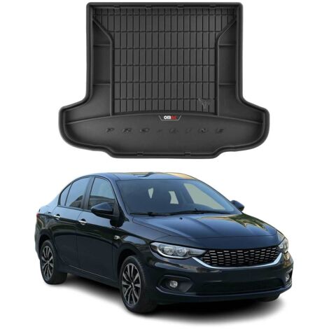 Tapis de Coffre 3D TPE Premium Compatible avec Fiat Tipo Berline 2015-2022  Bac de Protection de Coffre Intérieur antidérapant Revêtement de Coffre Bords Hauts pour Voiture Noir