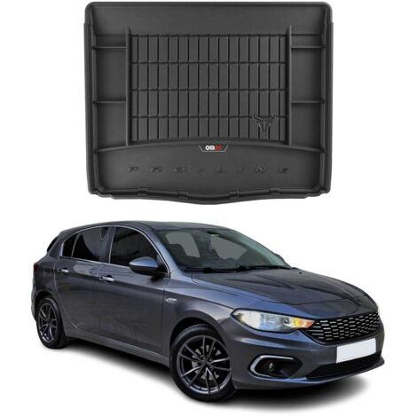 Tapis de Coffre 3D TPE Premium Compatible avec Fiat Tipo Hatchback 2016 à 2023, Bac de Protection de Coffre Intérieur antidérapant Revêtement de Coffre Bords Hauts pour Voiture Noir