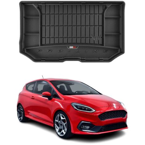 Tapis de Coffre 3D TPE Premium Compatible avec Ford Fiesta Active MK7 2017 à 2023, Bac de Protection de Coffre Intérieur antidérapant Revêtement de Coffre Bords Hauts pour Voiture Noir