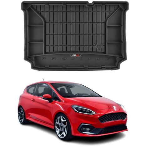 Tapis de Coffre 3D TPE Premium Compatible avec Ford Fiesta MK7 2017 à 2023 5 Portes, Bac de Protection de Coffre Intérieur antidérapant Revêtement de Coffre pour Voiture Noir