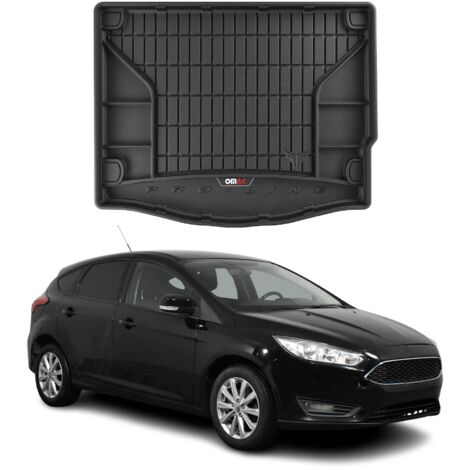 Tapis de Coffre 3D TPE Premium Compatible avec Ford Focus III Scräg 2010-2018 5 Portes - Bac de Protection de Coffre Intérieur antidérapant Revêtement de Coffre Bords Hauts pour Voiture Noir
