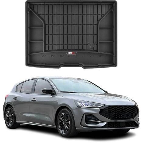 Tapis de Coffre 3D TPE Premium Compatible avec Ford Focus IV Hatchback 2018 à 2023, Bac de Protection de Coffre Intérieur antidérapant Revêtement de Coffre Bords Hauts pour Voiture Noir