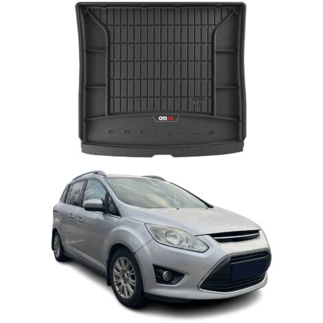 Tapis de Coffre 3D TPE Premium Compatible avec Ford Grand C-Max 2010-2019 - Bac de Protection de Coffre Intérieur antidérapant Revêtement de Coffre Bords Hauts pour Voiture Noir