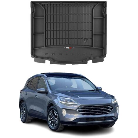 Tapis de Coffre 3D TPE Premium Compatible avec Ford Kuga 2020 à 2023, Bac de Protection de Coffre Intérieur antidérapant Revêtement de Coffre Bords Hauts pour Voiture Noir