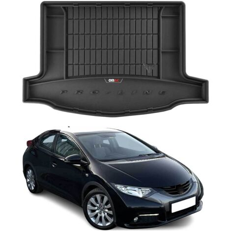 Tapis de Coffre 3D TPE Premium Compatible avec Honda Civic IX Hatchback 2011-2017 - Bac de Protection de Coffre Intérieur antidérapant Revêtement de Coffre Bords Hauts pour Voiture Noir