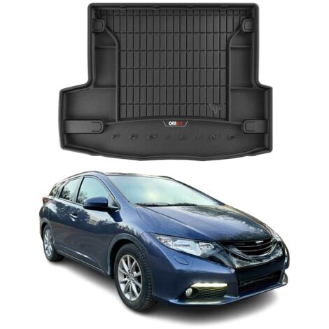 Tapis de Coffre 3D TPE Premium Compatible avec Honda Civic IX Tourer 2013-2016 - Bac de Protection de Coffre Intérieur antidérapant Revêtement de Coffre Bords Hauts pour Voiture Noir