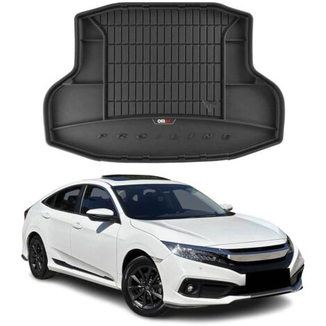 Tapis de Coffre 3D TPE Premium Compatible avec Honda Civic X Berline 2017 à 2023, Bac de Protection de Coffre Intérieur antidérapant Revêtement de Coffre Bords Hauts pour Voiture Noir