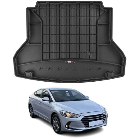 Tapis de Coffre 3D TPE Premium Compatible avec Hyundai Elantra VI 2016-2020 - Bac de Protection de Coffre Intérieur antidérapant Revêtement de Coffre Bords Hauts pour Voiture Noir