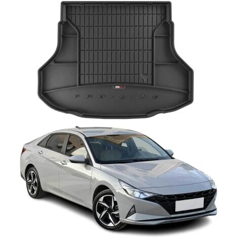 Tapis de Coffre 3D TPE Premium Compatible avec Hyundai Elantra VII 2020 à 2023, Bac de Protection de Coffre Intérieur antidérapant Revêtement de Coffre Bords Hauts pour Voiture Noir