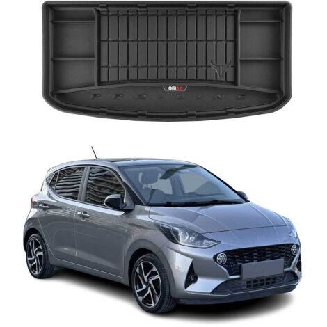 Tapis de Coffre 3D TPE Premium Compatible avec Hyundai i10 III 2019 à 2023, Bac de Protection de Coffre Intérieur antidérapant Revêtement de Coffre Bords Hauts pour Voiture Noir