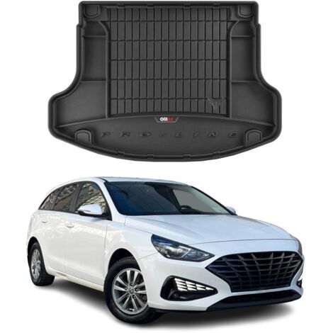 Tapis de Coffre 3D TPE Premium Compatible avec Hyundai i30 Fastback 2017 à 2023, Bac de Protection de Coffre Intérieur antidérapant Revêtement de Coffre Bords Hauts pour Voiture Noir