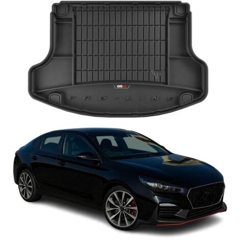 Tapis de Coffre 3D TPE Premium Compatible avec Hyundai i30 Fastback Nperformance 2017-2020 - Bac de Protection de Coffre Intérieur antidérapant Revêtement de Coffre Bords Hauts pour Voiture Noir