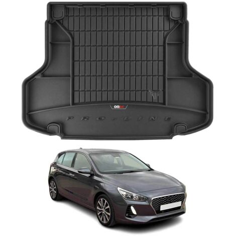 Tapis de Coffre 3D TPE Premium Compatible avec Hyundai i30 III Kombi 2017 à 2023, Bac de Protection de Coffre Intérieur antidérapant Revêtement de Coffre Bords Hauts pour Voiture Noir