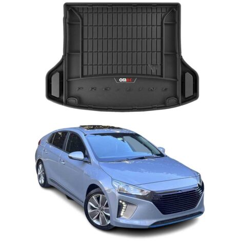 Tapis de Coffre 3D TPE Premium Compatible avec Hyundai Ioniq Hybrid 2016-2021 - Bac de Protection de Coffre Intérieur antidérapant Revêtement de Coffre Bords Hauts pour Voiture Noir