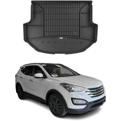 Tapis de Coffre 3D TPE Premium Compatible avec Hyundai Santa Fe III 2012-2018 - Bac de Protection de Coffre Intérieur antidérapant Revêtement de Coffre Bords Hauts pour Voiture Noir