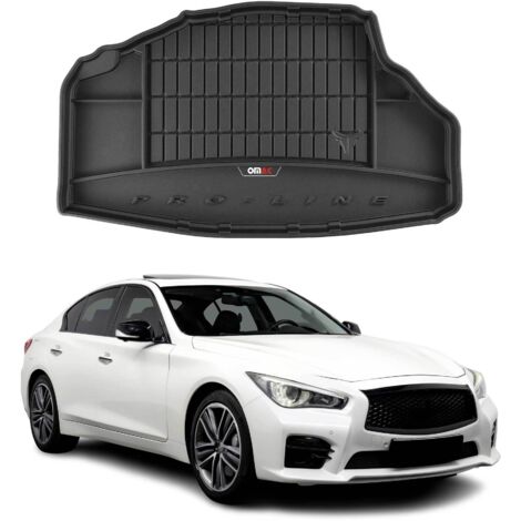 Tapis de Coffre 3D TPE Premium Compatible avec Infinity Q50 2013 à 2023, Bac de Protection de Coffre Intérieur antidérapant Revêtement de Coffre Bords Hauts pour Voiture Noir