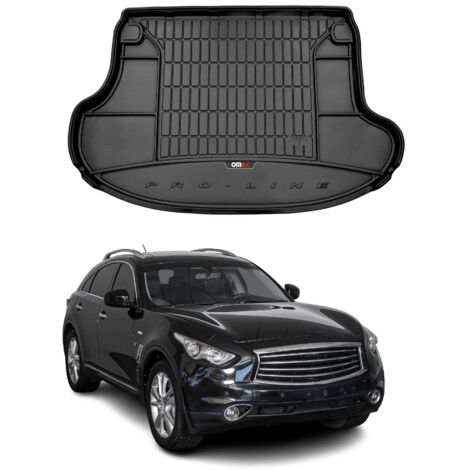 Tapis de Coffre 3D TPE Premium Compatible avec Infinity QX70 2008-2017 - Bac de Protection de Coffre Intérieur antidérapant Revêtement de Coffre Bords Hauts pour Voiture Noir