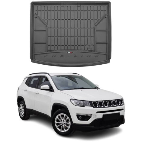 Tapis de Coffre 3D TPE Premium Compatible avec Jeep Compass II 2016-2020 - Bac de Protection de Coffre Intérieur antidérapant Revêtement de Coffre Bords Hauts pour Voiture Noir