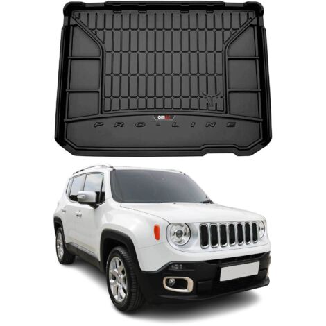 Tapis de Coffre 3D TPE Premium Compatible avec Jeep Renegade 2014-2018 - Bac de Protection de Coffre Intérieur antidérapant Revêtement de Coffre Bords Hauts pour Voiture Noir