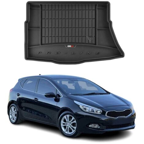 Tapis de Coffre 3D TPE Premium Compatible avec Kia Cee'd II 2012-2018 - Bac de Protection de Coffre Intérieur antidérapant Revêtement de Coffre Bords Hauts pour Voiture Noir
