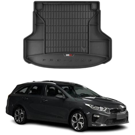 Tapis de Coffre 3D TPE Premium Compatible avec Kia Ceed III Kombi 2018 à 2023, Bac de Protection de Coffre Intérieur antidérapant Revêtement de Coffre Bords Hauts pour Voiture Noir