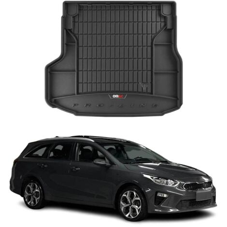 Tapis de Coffre 3D TPE Premium Compatible avec Kia Ceed III Kombi 2018 à 2023, Bac de Protection de Coffre Intérieur antidérapant Revêtement de Coffre Bords Hauts pour Voiture Noir