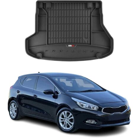 Tapis de Coffre 3D TPE Premium Compatible avec Kia Cee'D Sport Wagon 2012-2018 - Bac de Protection de Coffre Intérieur antidérapant Revêtement de Coffre Bords Hauts pour Voiture Noir