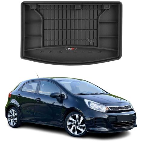 Tapis de Coffre 3D TPE Premium Compatible avec Kia Rio III 2011-2017 - Bac de Protection de Coffre Intérieur antidérapant Revêtement de Coffre Bords Hauts pour Voiture Noir